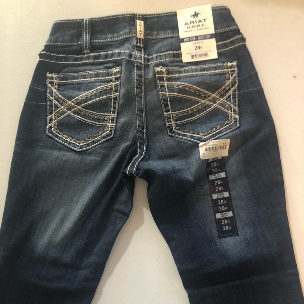 NWT Ariat Real Mid Rise Stretch Entwined Boot Cut Jeans